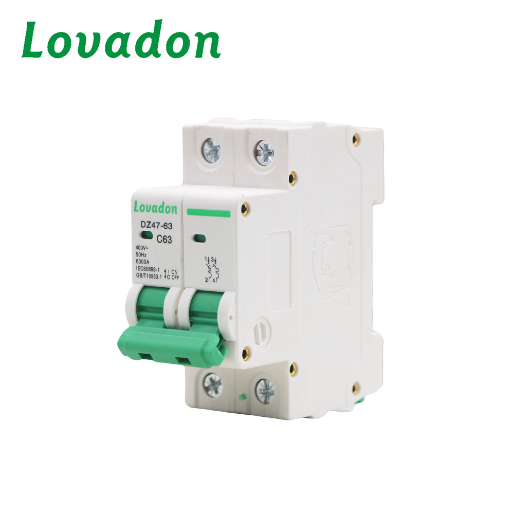 DZ47-63 2P Miniature Circuit Breaker 2P 6ka 400V 63Amp MCB Mini DIN Rail for Commercial Industrial Electrical Systems