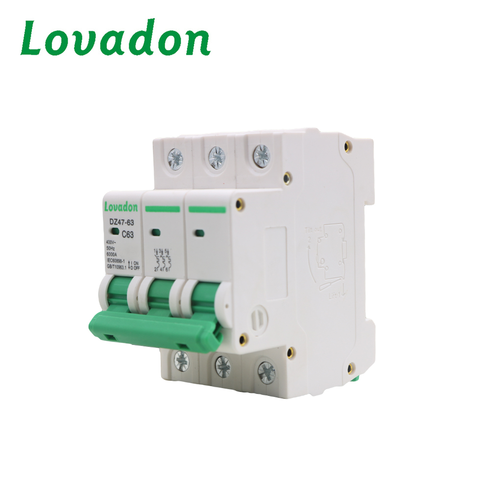 DZ47-63 3P Miniature Circuit Breaker 1P 2P Models with 1A 63A Capacity 3 Phase Circuit Breaker BCD Curve Copper Material