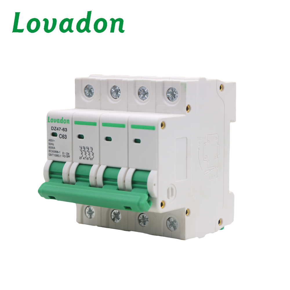 DZ47-63 4P Professional Custom Miniature Circuit Breaker MCB 4P 63A 400Vac AC Custom Din Rail Mounting 2P Pole Model Number DZ47-63