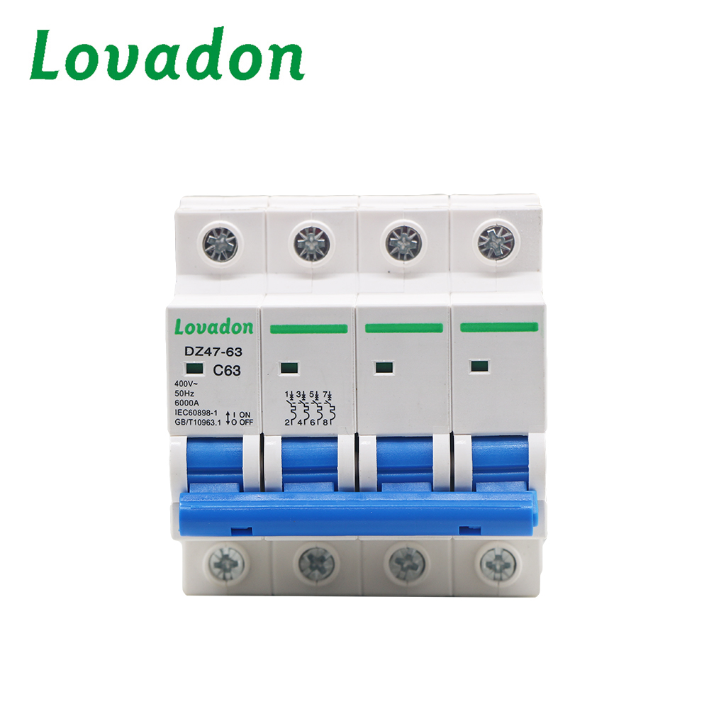 DZ47-63 4P Miniature 4-Pole Phase Automatic Trip DPNPing Wifi RCBO/MCB Din Rail Circuit Breaker 6ka 400V Rated Miniature MCB LI Protection