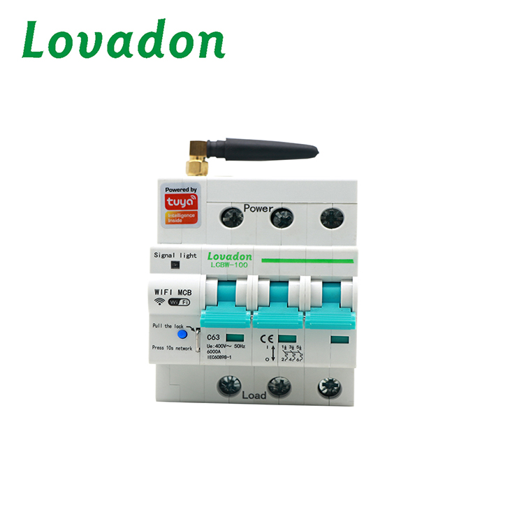 LCBW-100 3P Smart Mini Circuit Breaker for Household Use 50/60Hz Rated Frequency with Wifi 1P/2P/4P Poles Copper Material