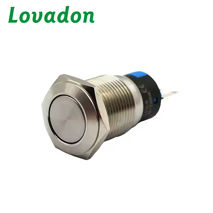 LA16F-11 Low Voltage Automotive Flat Metal Waterproof Momentary Push Button Switch