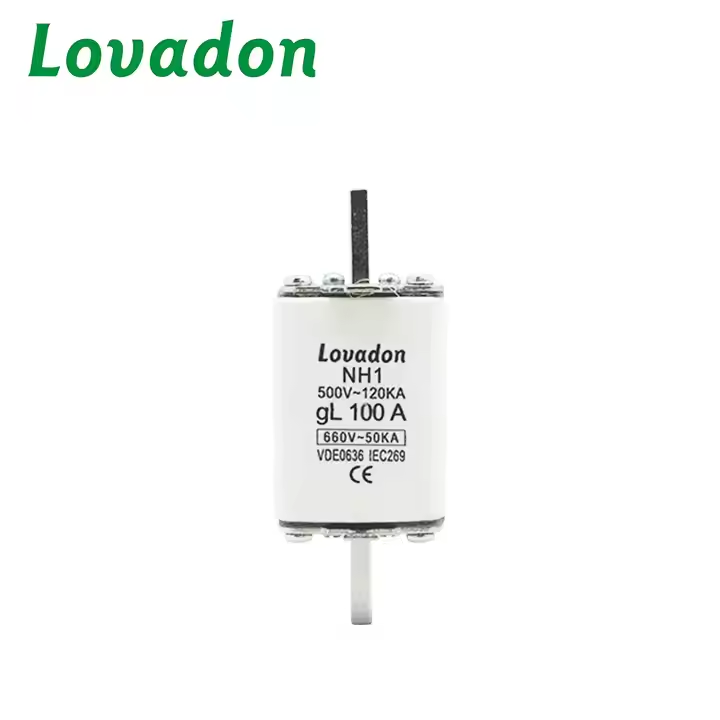NH1-GL-100A NH Series High Breaking Capacity Low Voltage HRC Cartridge Knife Edge Ceramic Thermal Fuse Cutout