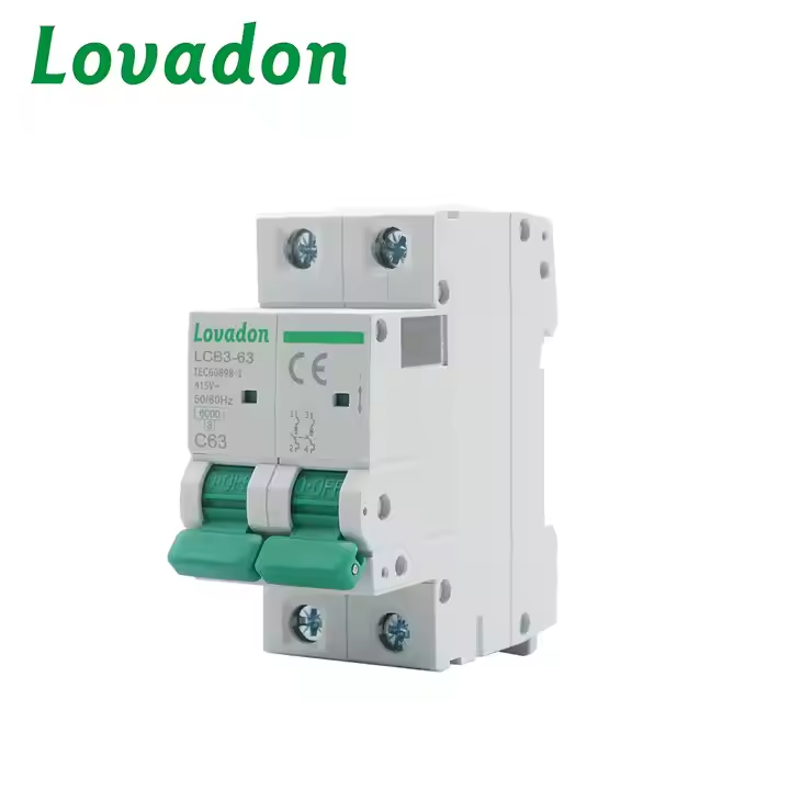 LCB3-63 2P Miniature Circuit Breakers New Product 230/400V MCB with 63A Capacity Stamping Parts for DIN Rail Mounting