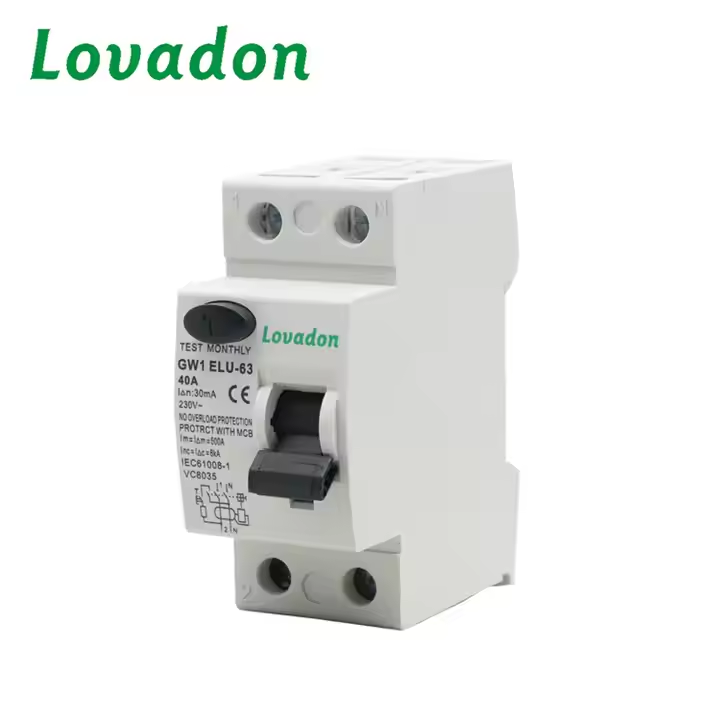GW1 ELU-63 2P High Quality 230/400v 2P GW1 ELU-63 Earth Electric Leakage Circuit Breaker Hot Selling Miniature Circuit Breakers