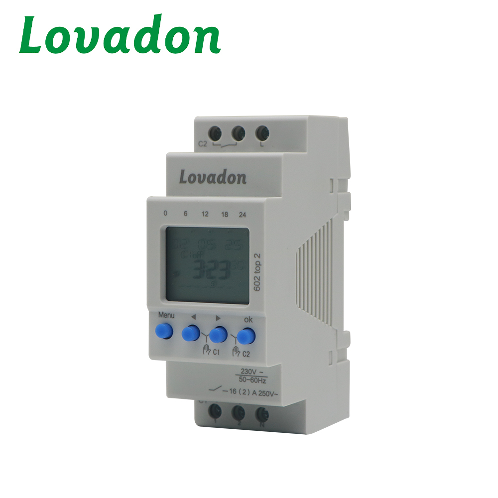 602 top 2 Digital Time Switch 230V AC 16A DIN Rail 7 Day Weekly Programmable Timer LCD 1 Min Interval 6 Years Power Reserve NO Contact
